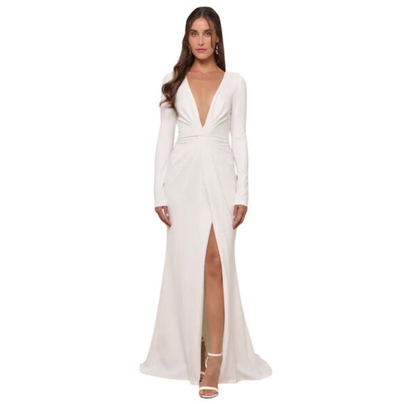 Lulu's Dresses & Skirts - LULUS Stunning Romance White Long Sleeve Mermaid Maxi Dress-Size S